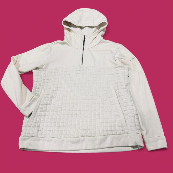 Columbia Sportswear Company Tops - Columbia Beige Quilted Cozy Outdoor Glamping Quarter Zip Hoodie XL